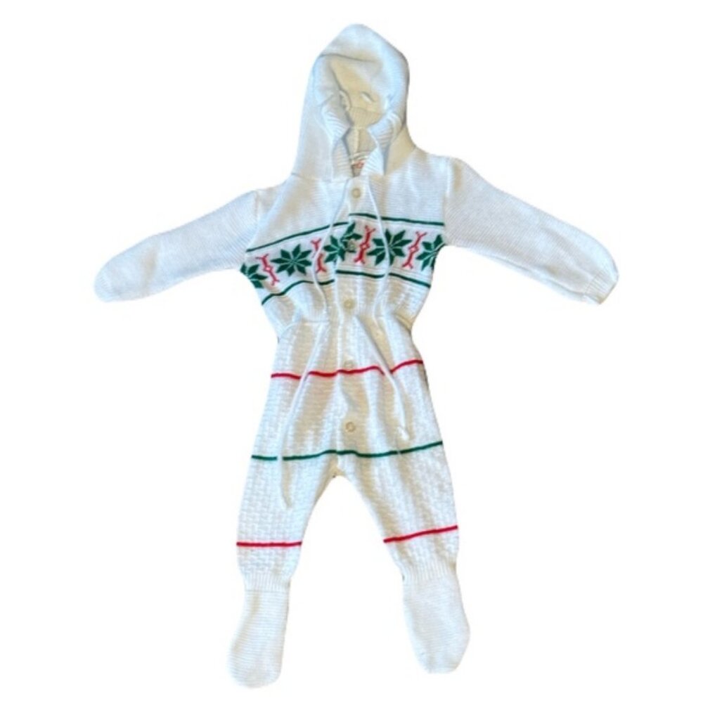 Vintage Hudson’s Bay The Bay Baby Knitted One Piece Sleeper 6-9 Months